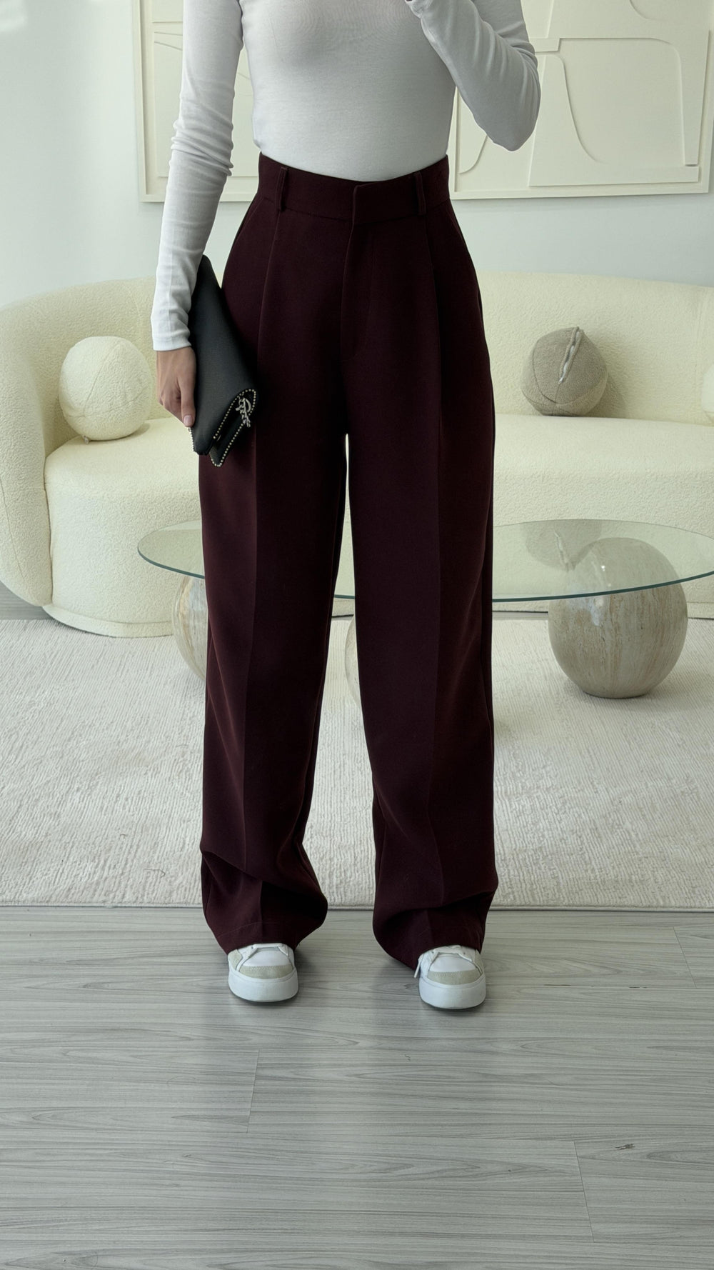 BORDO DÜZ KESİM TOK KUMAŞ PANTOLON
