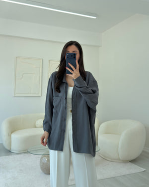 ANTRASİT OVERSIZE TENSEL GÖMLEK