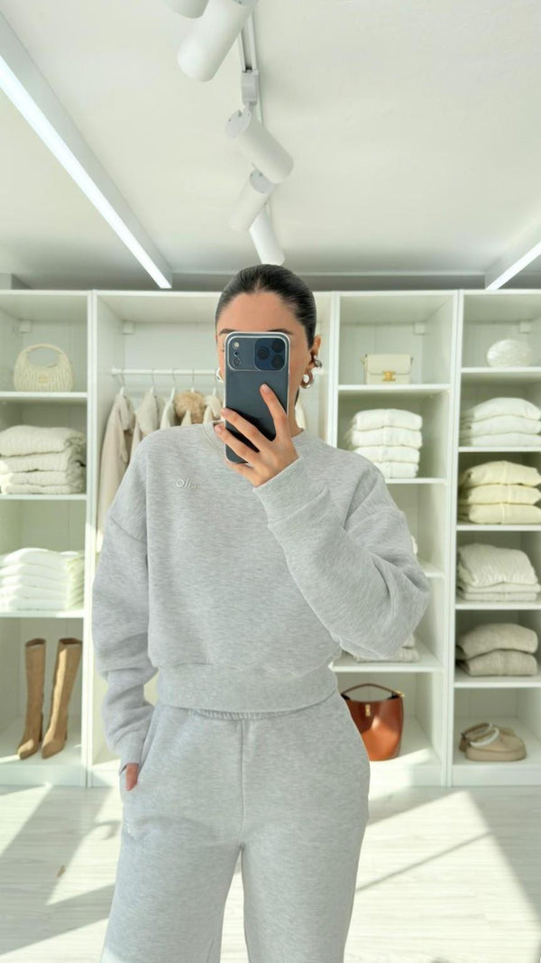 GRİ ALO ŞARDONLU SWEAT TAKIM