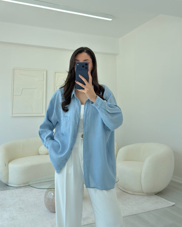 MAVİ OVERSIZE TENSEL GÖMLEK