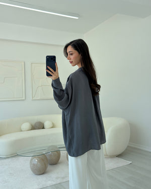 ANTRASİT OVERSIZE TENSEL GÖMLEK