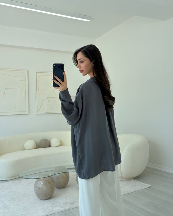 ANTRASİT OVERSIZE TENSEL GÖMLEK