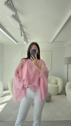 PEMBE ELİSE PELERİN ŞİFON BLUZ