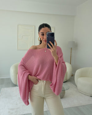 PEMBE DÜŞÜK OMUZ İNCE TRİKO