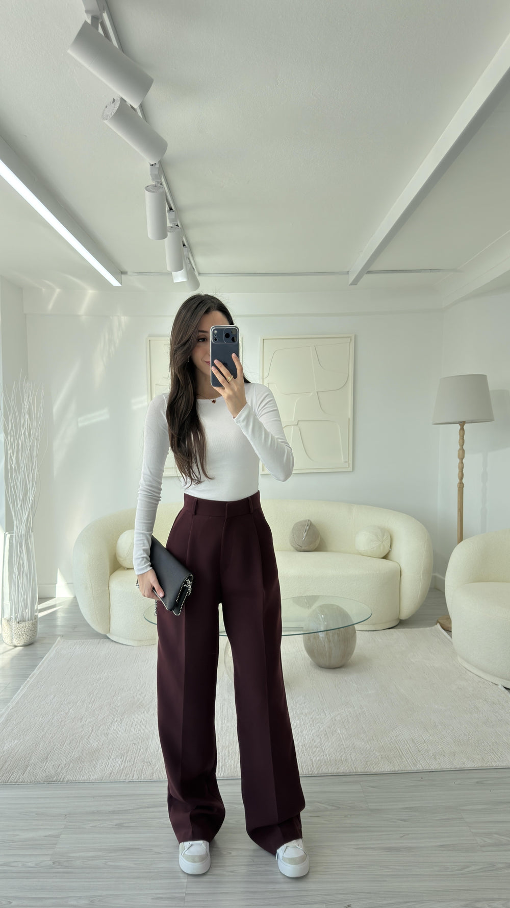 BORDO DÜZ KESİM TOK KUMAŞ PANTOLON