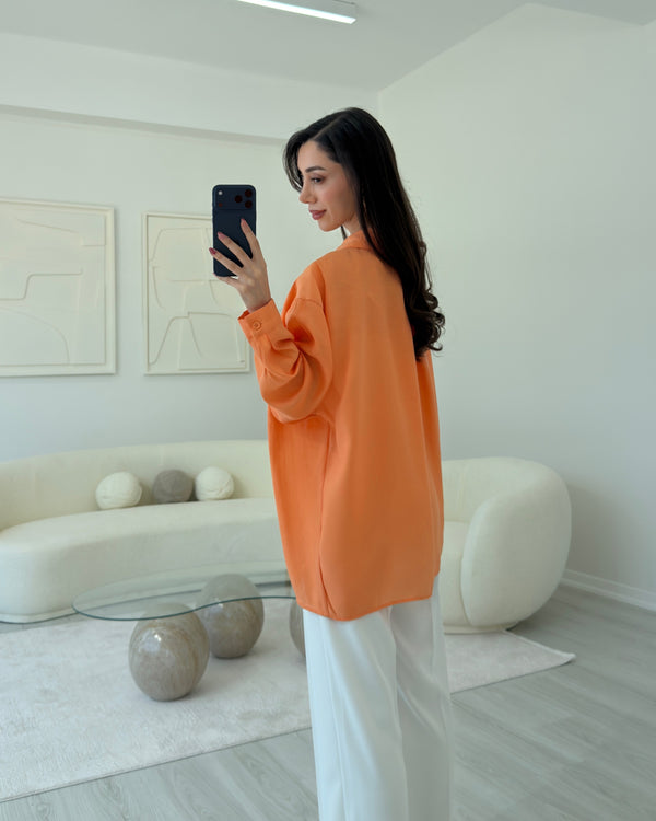 TURUNCU OVERSIZE TENSEL GÖMLEK