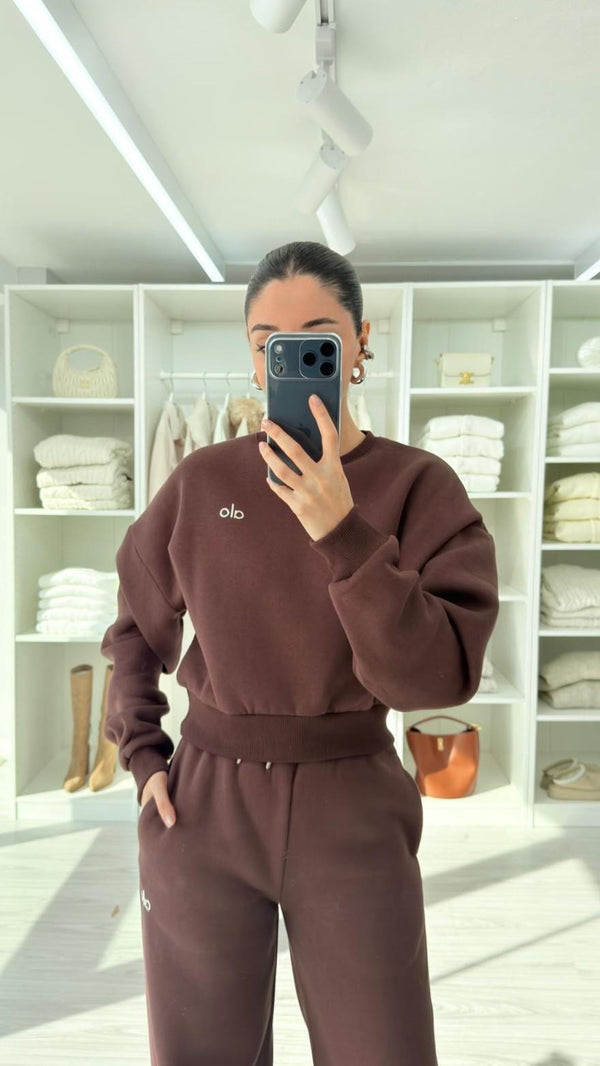 KAHVERENGİ ALO ŞARDONLU SWEAT TAKIM