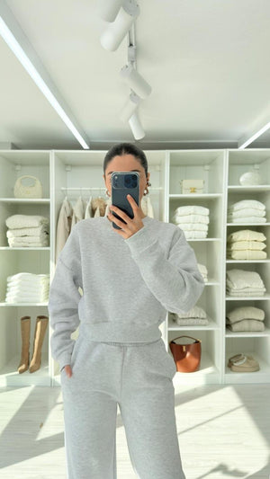 GRİ ALO ŞARDONLU SWEAT TAKIM