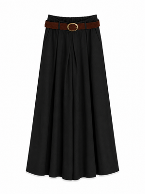 SİYAH KEMERLİ ETEK PANTOLON