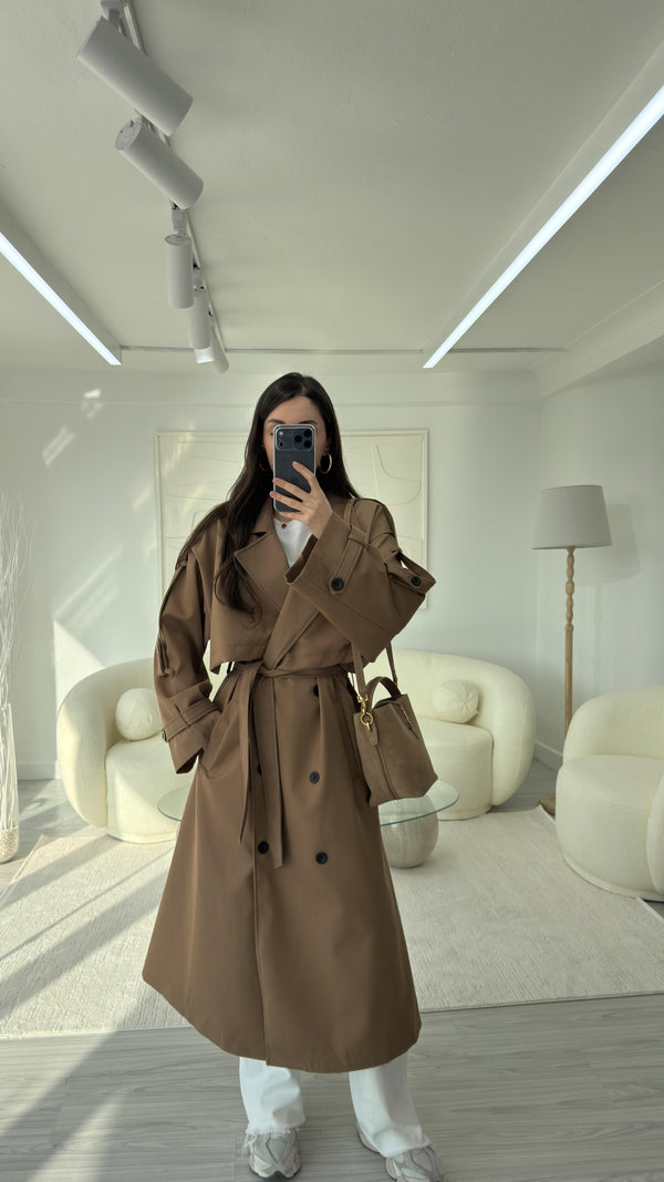 MOCHA OVERSIZE UZUN TRENÇKOT