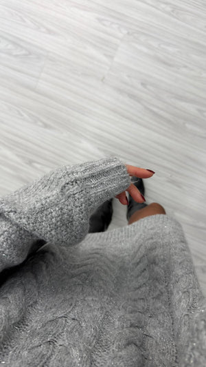 GRİ OVERSIZE SİMLİ KAZAK
