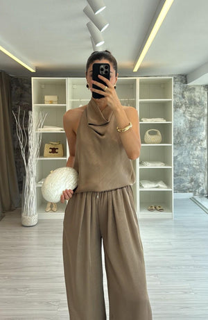 VİZON SATEN BLUZ PANTOLON TAKIM