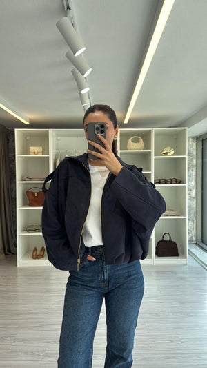 LACİVERT SÜET BOMBER CEKET