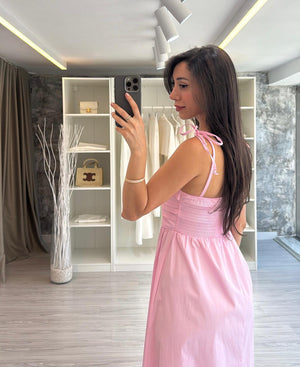 PEMBE POPLİN ELBİSE