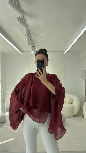 BORDO ELİSE PELERİN ŞİFON BLUZ