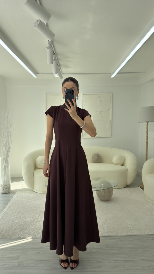BORDO AY KOLLU KUPLU ELBISE