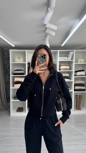 SİYAH FLOW FERMUARLI SWEAT TAKIM