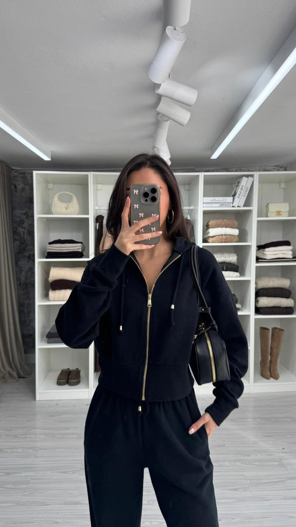 SİYAH FLOW FERMUARLI SWEAT TAKIM