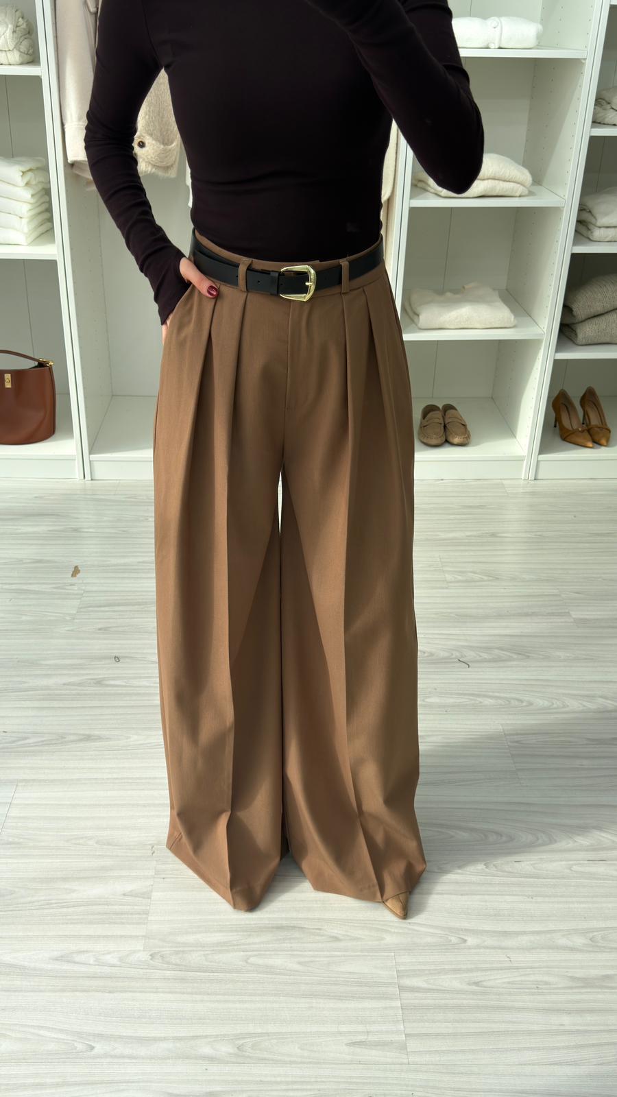 MOCHA KEMERLİ PANTOLON