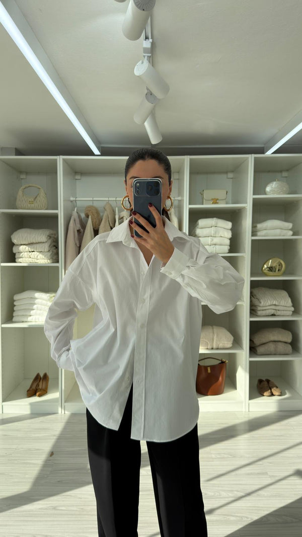 BEYAZ ASTRE OVERSIZE POPLİN GÖMLEK