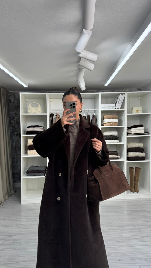 KAHVERENGİ NOİR PELUŞ KABAN