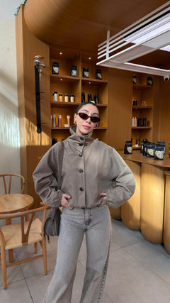 CAMEL DİK YAKA BOMBER CEKET