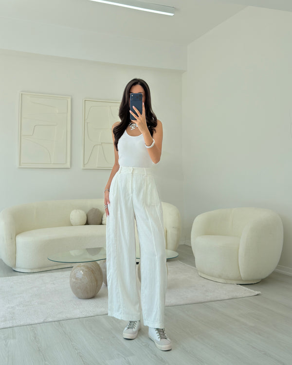 BEYAZ BAGGY TAŞLI PANTOLON