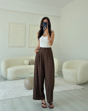 KAHVERENGİ BAGGY TAŞLI PANTOLON