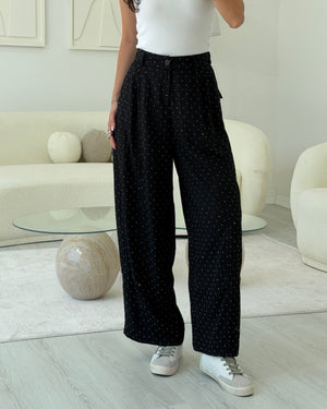 SİYAH BAGGY TAŞLI PANTOLON