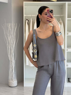 GRİ PREMİUM SATEN DOKULU TAKIM
