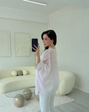 PEMBE UÇUŞAN PELERİN BLUZ