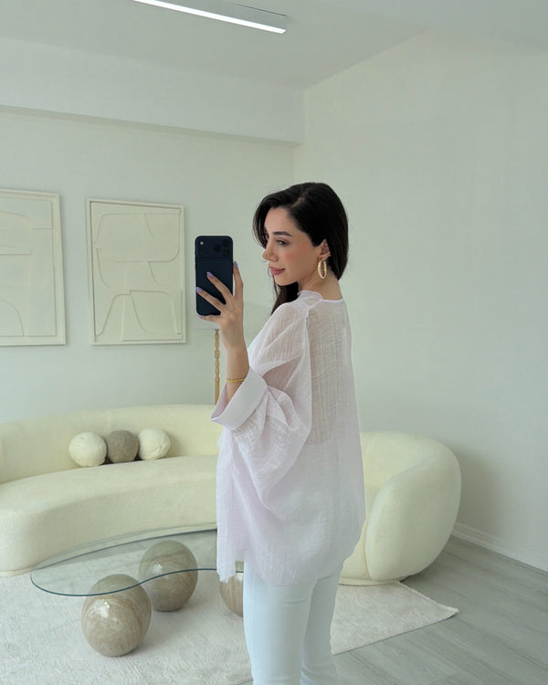 PEMBE UÇUŞAN PELERİN BLUZ
