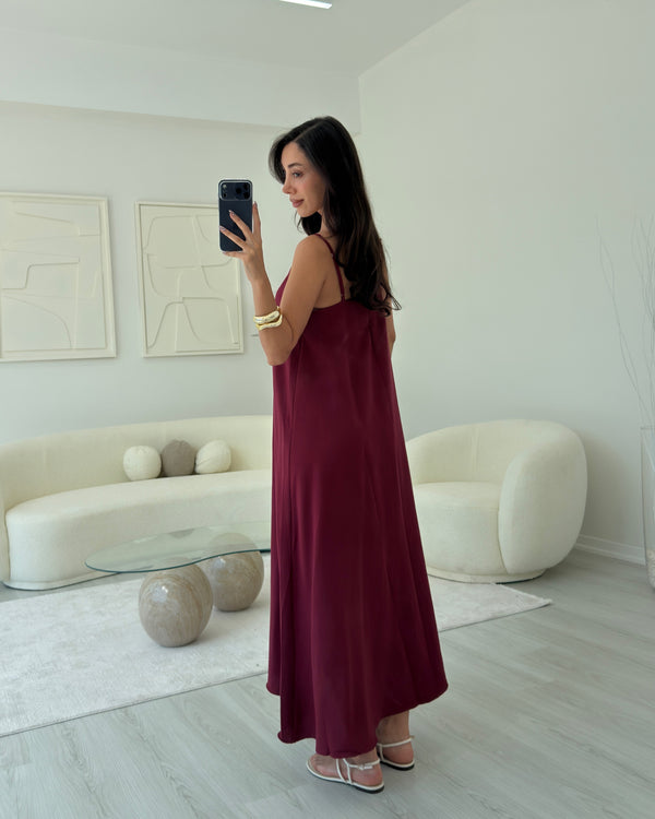 BORDO ASKILI MAXİ SALAŞ ELBİSE