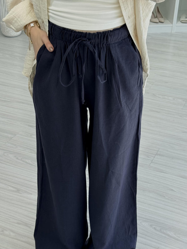 KETEN PANTOLON - LACİVERT