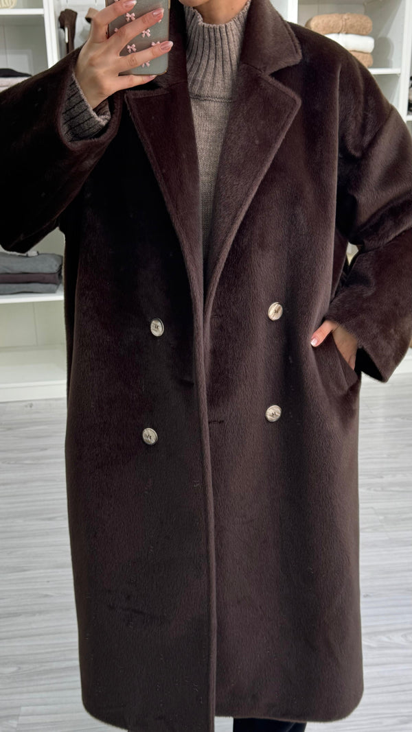 KAHVERENGİ NOİR PELUŞ KABAN
