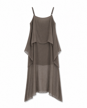 BRONZ  PELERİN  DETAYLI ELBİSE