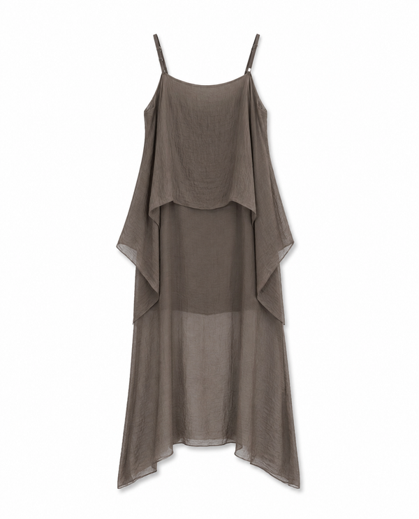 BRONZ  PELERİN  DETAYLI ELBİSE
