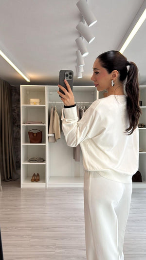 KREM KOL DETAYLI OVERSIZE HIRKA