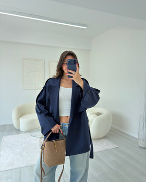 LACİVERT OVERSIZE  TRENÇKOT
