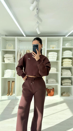 KAHVERENGİ ALO ŞARDONLU SWEAT TAKIM