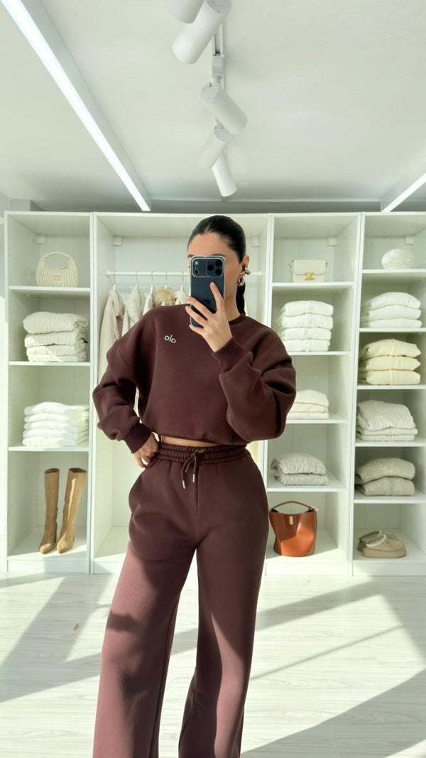KAHVERENGİ ALO ŞARDONLU SWEAT TAKIM