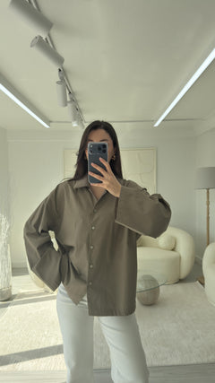 HAKİ OVERSIZE POPLİN GÖMLEK
