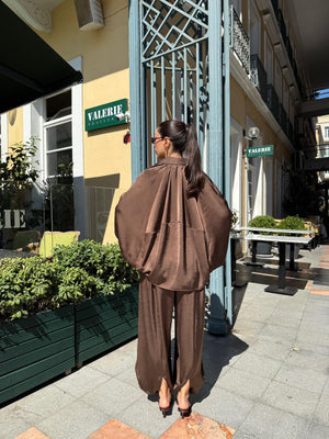 PREMIUM SATEN ŞALVAR PANTOLON - KAHVE