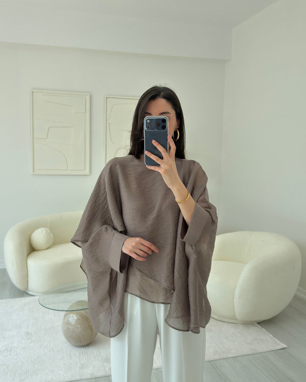BRONZ ELİSE PELERİN ŞİFON BLUZ