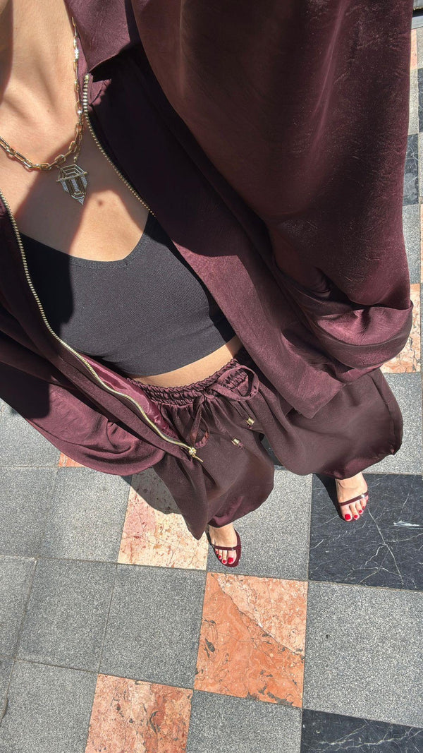 BORDO PREMIUM SATEN BOMBER CEKET