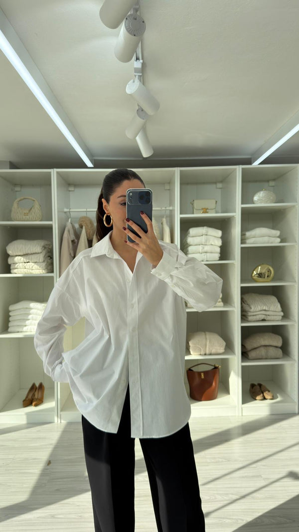 BEYAZ ASTRE OVERSIZE POPLİN GÖMLEK