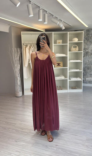BORDO PAMUKLU ELBİSE