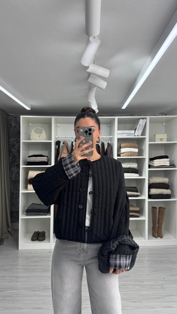 SİYAH VERA OVERSIZE KAPİTONE CEKET