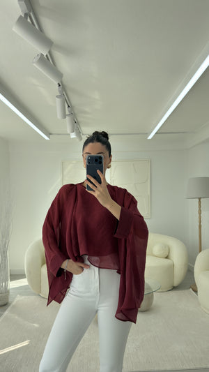 BORDO ELİSE PELERİN ŞİFON BLUZ