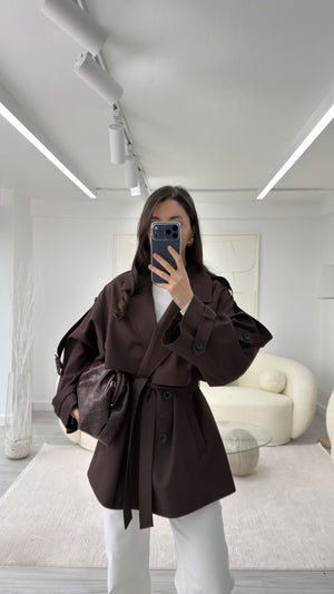 OVERSIZE TRENÇKOT - KAHVE